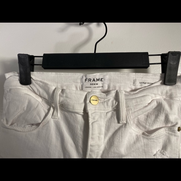 FRAME LE HIGH SKINNY IN BLANC RIP SIZE 28 NWOT - Picture 8 of 9